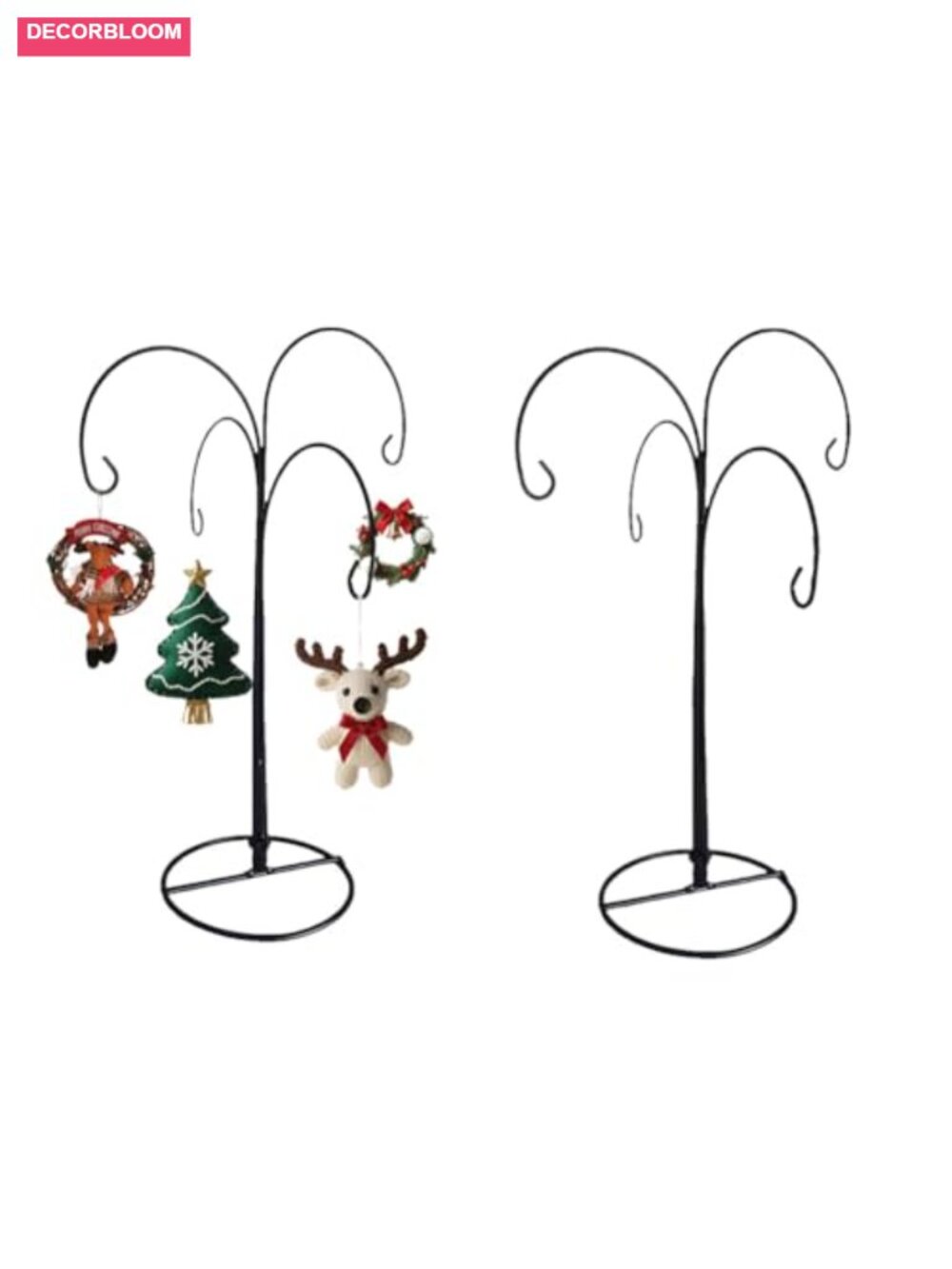 12in 4-Arm Ornament Display Stand Iron Tree Hanger Hooks 2 Pack